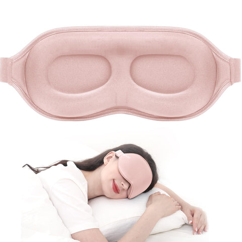 MZOO Luxury Pink Sleep Mask for Back and Side Sleeper, Completely Block Out Light Sleeping Eye Mask for Women Men, Zero Eye Pres