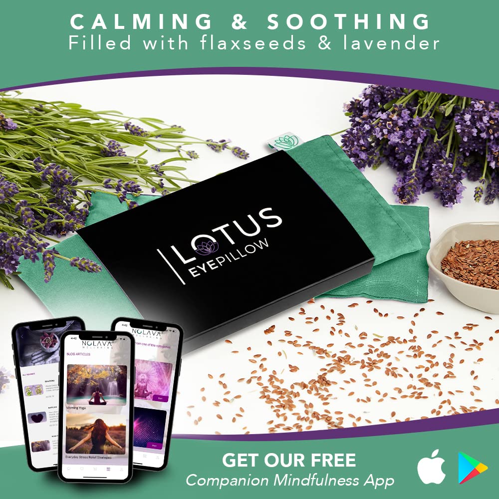 Lotus Lavender Eye Pillow with Flaxseed - Weighted Aromatherapy Mask for Meditation, Yoga & Relaxation - Spa Gift for Women & Me