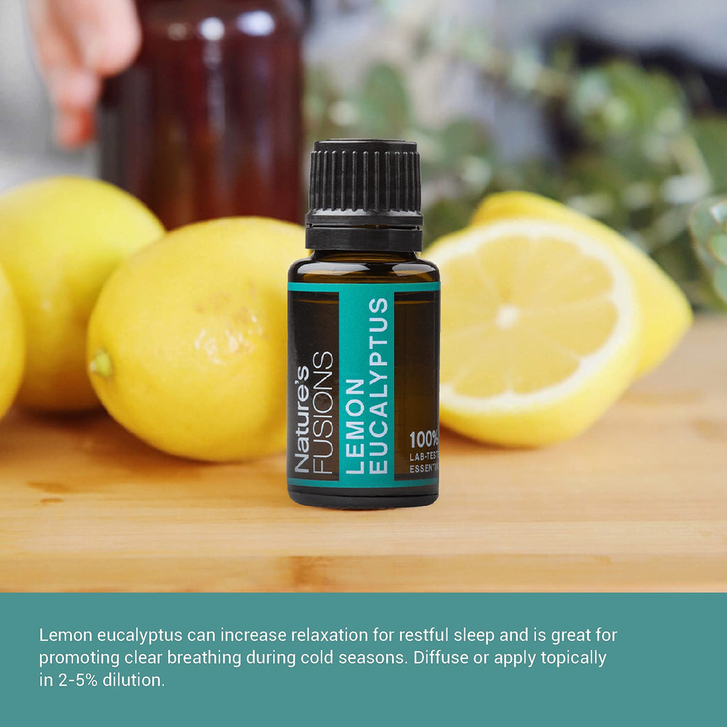 Natures Fusions Lemon Eucalyptus, 100% Pure and Natural Essential Oils, Undiluted, Therapeutic Grade for Aromatherapy and Topic
