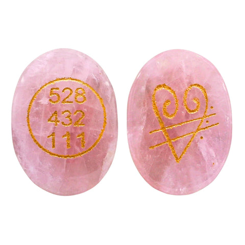 Rose Quartz Zibu Coin Angelic Number Oval Natural Pink Crystal Stone Cabochon Feng Shui for Good Luck Prosperity and Positivity 