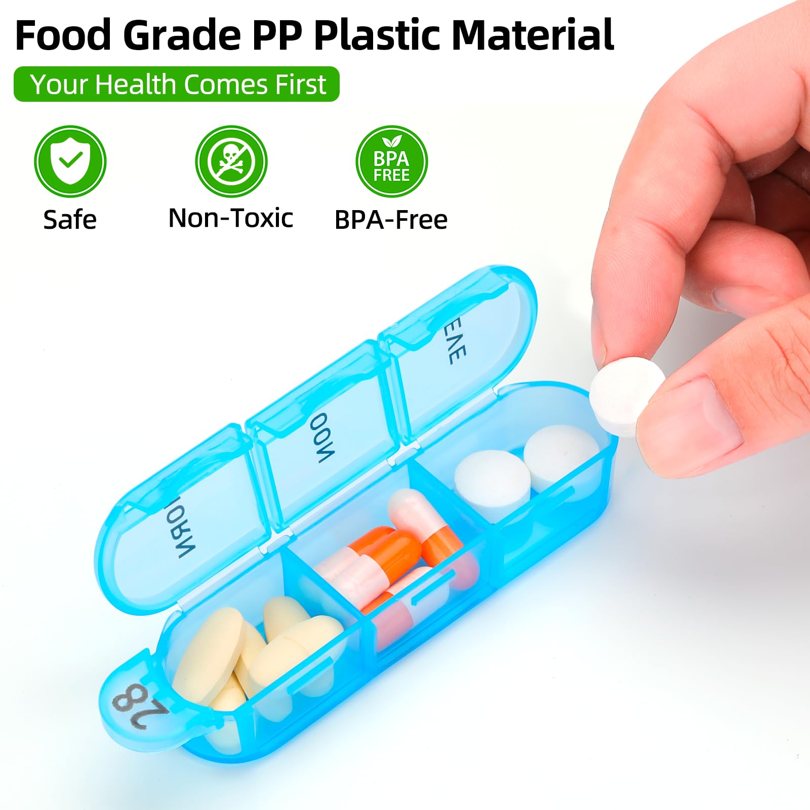 Monthly Pill Organizer, 31 Day Pill Dispenser 3 Times a Day with Small Pill Box, 4 Week Pill Container for Vitamins, Fish Oil, S