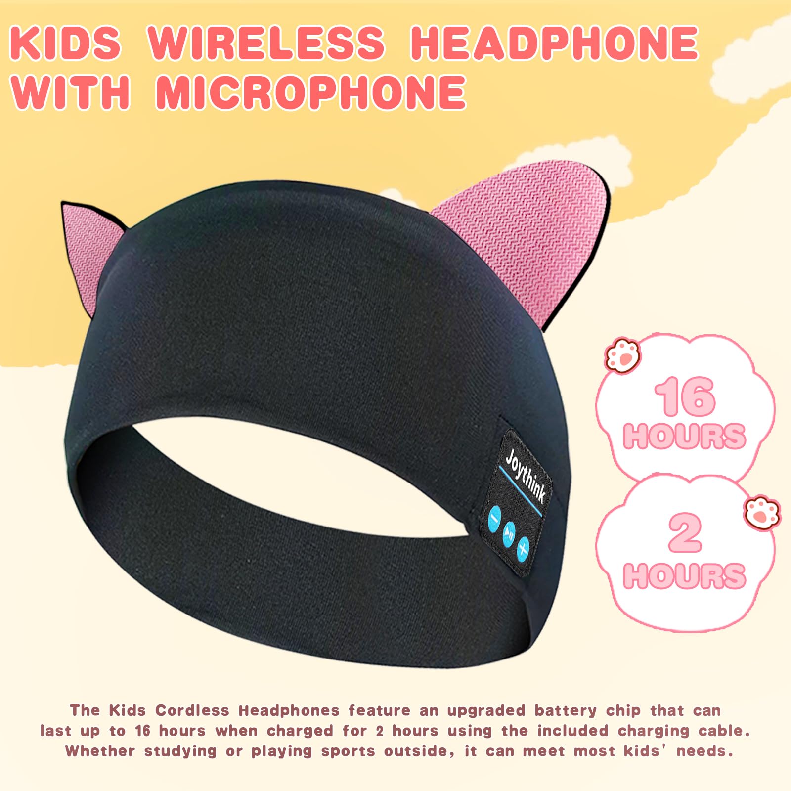 Joythink Kids Bluetooth Headband Headphones Sleep Mask Wireless Earphones Built in Thin Speaker Adjustable Sports Headset Sleep