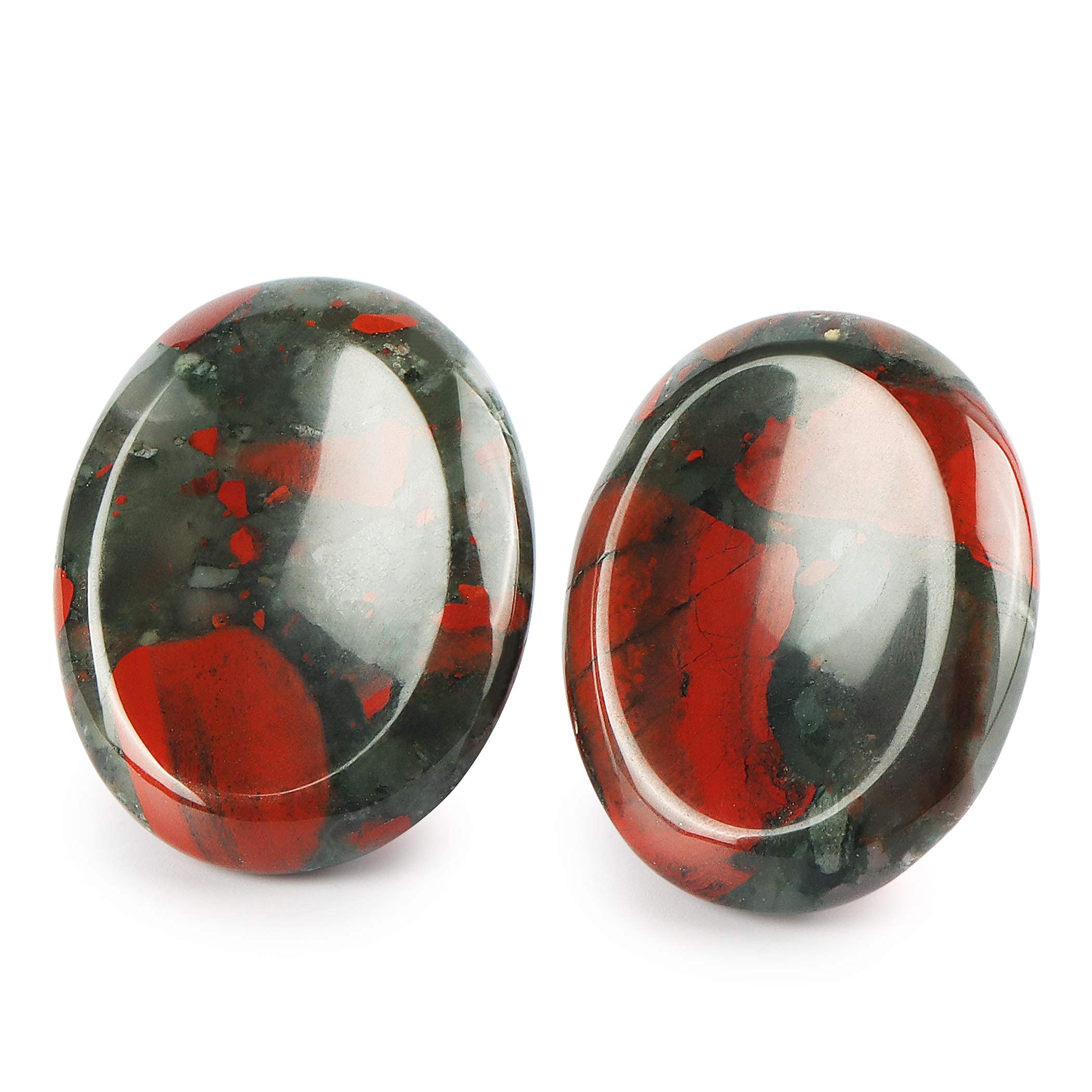 Artistone 2pcs African Bloodstone Crystal Thumb Worry Stone Healing Crystal Set,Natural Polished Gemstone Chakra Healing Stones