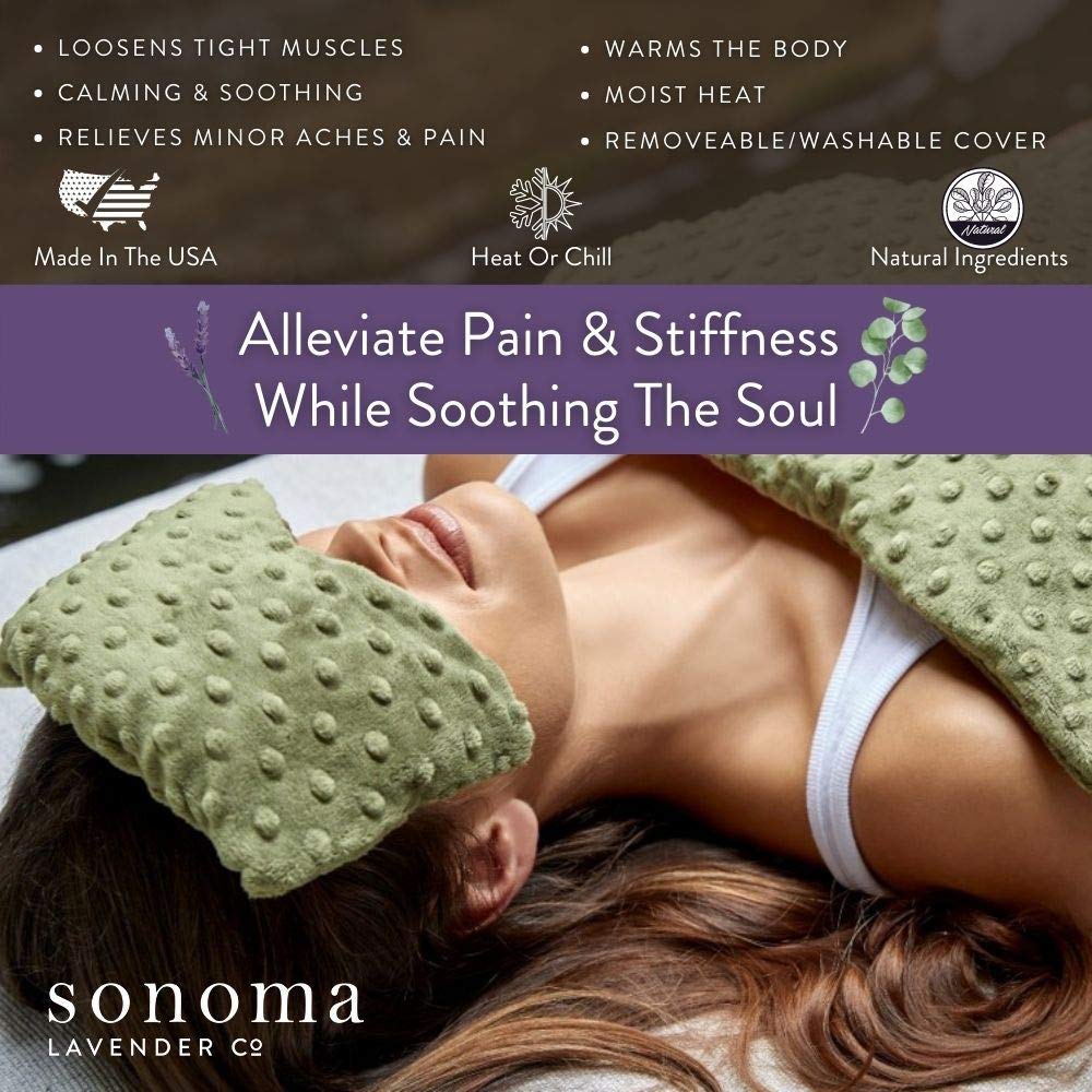 Eucalyptus Spa Mask by Sonoma Lavender, Heatable/Chillable Aromatherapy Eye Pillow with Eucalyptus Flaxseed Insert, Eye Compress