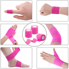 BQTQ 50 Rolls Self Adhesive Bandage Wrap 2 Inch Pink Athletic Warp Tape Self Adherent Wrap Self Sticking Bandage Wrap Roll for W