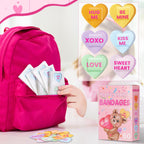 60 Pcs Valentine Conversation Heart Bandage Back to School Pencil Crayon Cute Bandage Candy Heart Valentine Gift for Kid Him Her