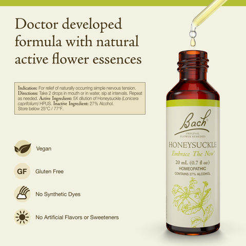 Bach Original Flower Remedies, Honeysuckle - Embrace The Now - Natural Homeopathic Flower Essence for Emotional Balance - Vegan,