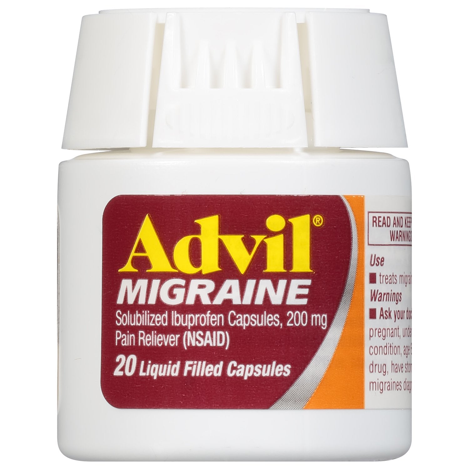 Advil Migraine Headache Relief, Ibuprofen Capsules with Ibuprofen 200mg for Migraine Relief, Nausea Relief and Light Sensitivity