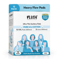Plush UltraThin Sanitary Napkins For Women, 12 Pcs | Super Absorbent Heavy Flow Xxl Pads + 2 Panty Liners | 100% RashFree | Pu