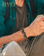 Bivei Men Bracelets Triple Protection Tiger Eye Black Obsidian Hematite Beaded Bracelets Crystal Healing Anxiety Chakra Natural