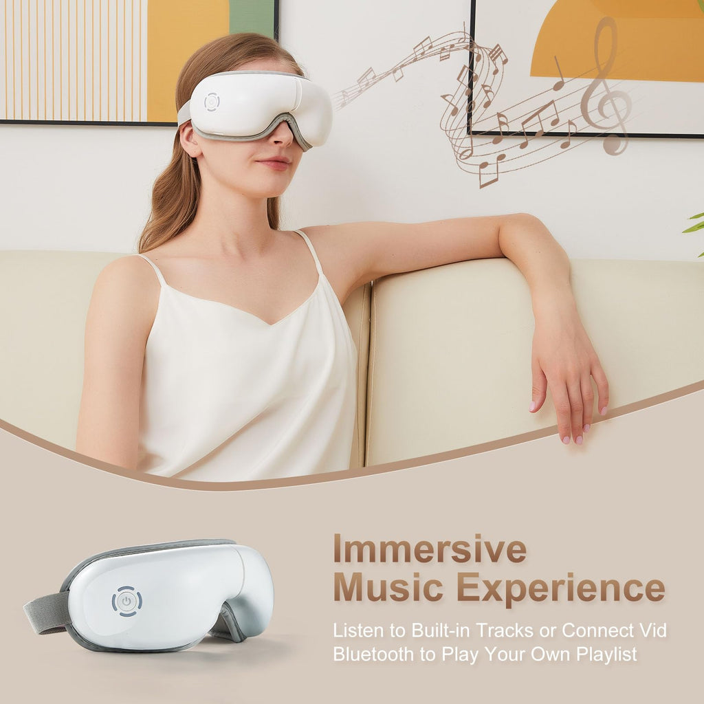 LAOBEN Eye Massager with Heat, Heated Eye Mask with Bluetooth Music, Massages Eye Muscles, Eye Care Gift with 5 Massage Modes an