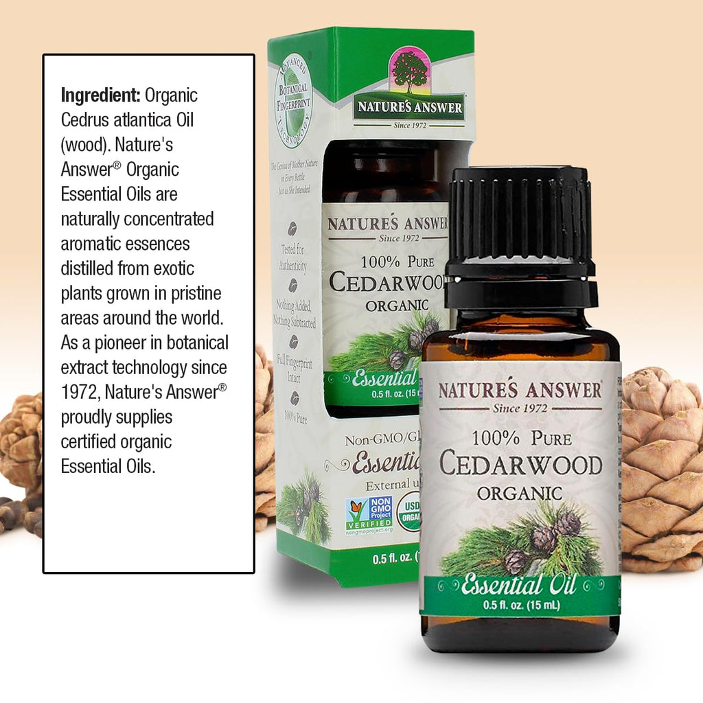 Natures Answer 100% Pure Organic Essential Oil, 0.5-Ounce, Cedar Wood