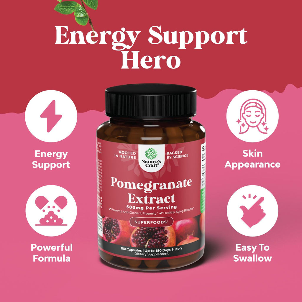 Advanced Antioxidant Superfood Pomegranate Supplement - Natural Pomegranate Extract Polyphenols Supplement for Heart Health and
