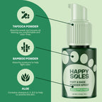 Happy Soles Foot & Shoe Deodorizer Powder Spray - Talc-Free, Vegan, Non-Aerosol Mess-Free Spray - Absorbs Sweat & Fights Odor wi