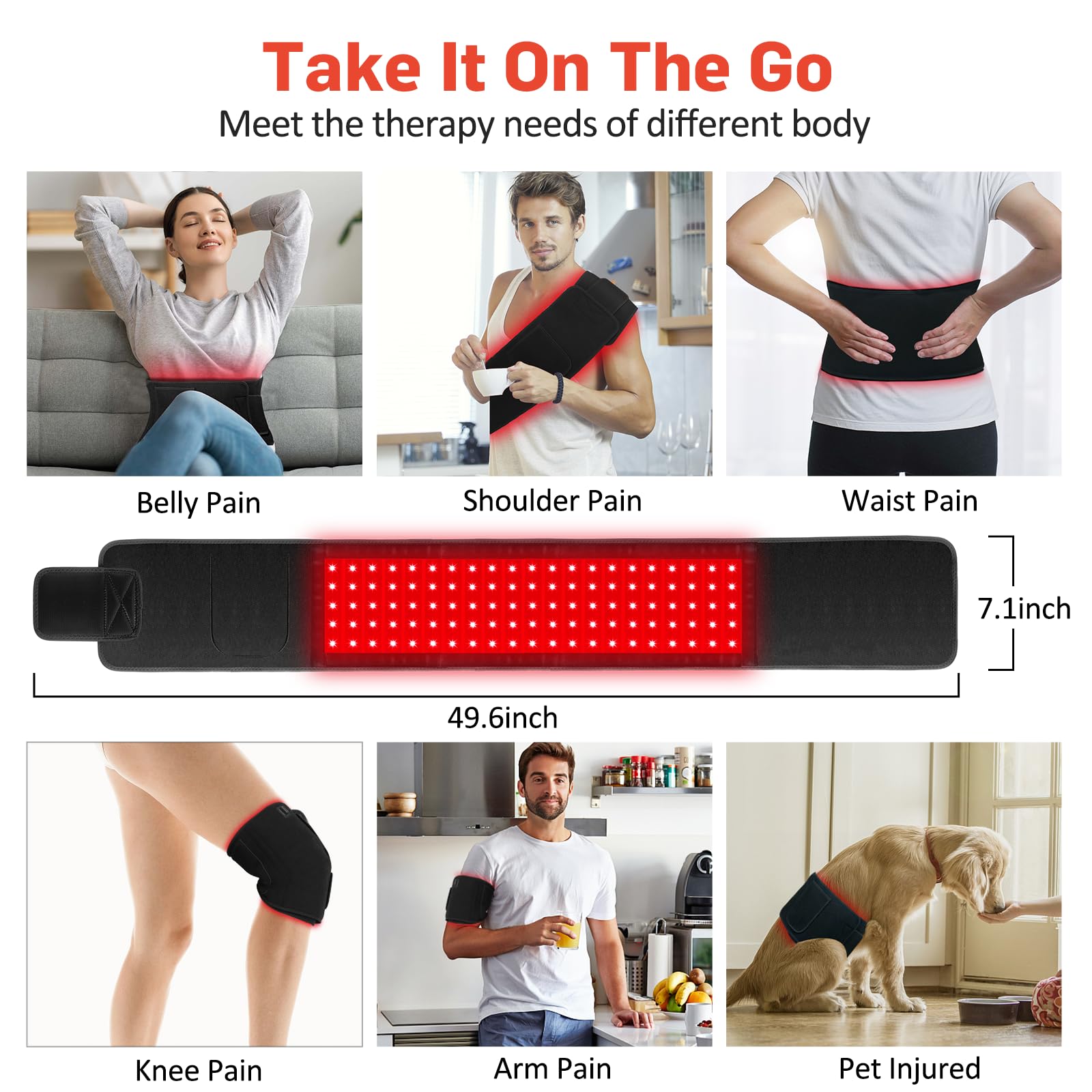 Red Light Therapy for Body, Infrared Light Therapy for Shoulder Waist Muscle Pain Relief, Upgraded 3 in 1 Led Beads, 660nm&850nm