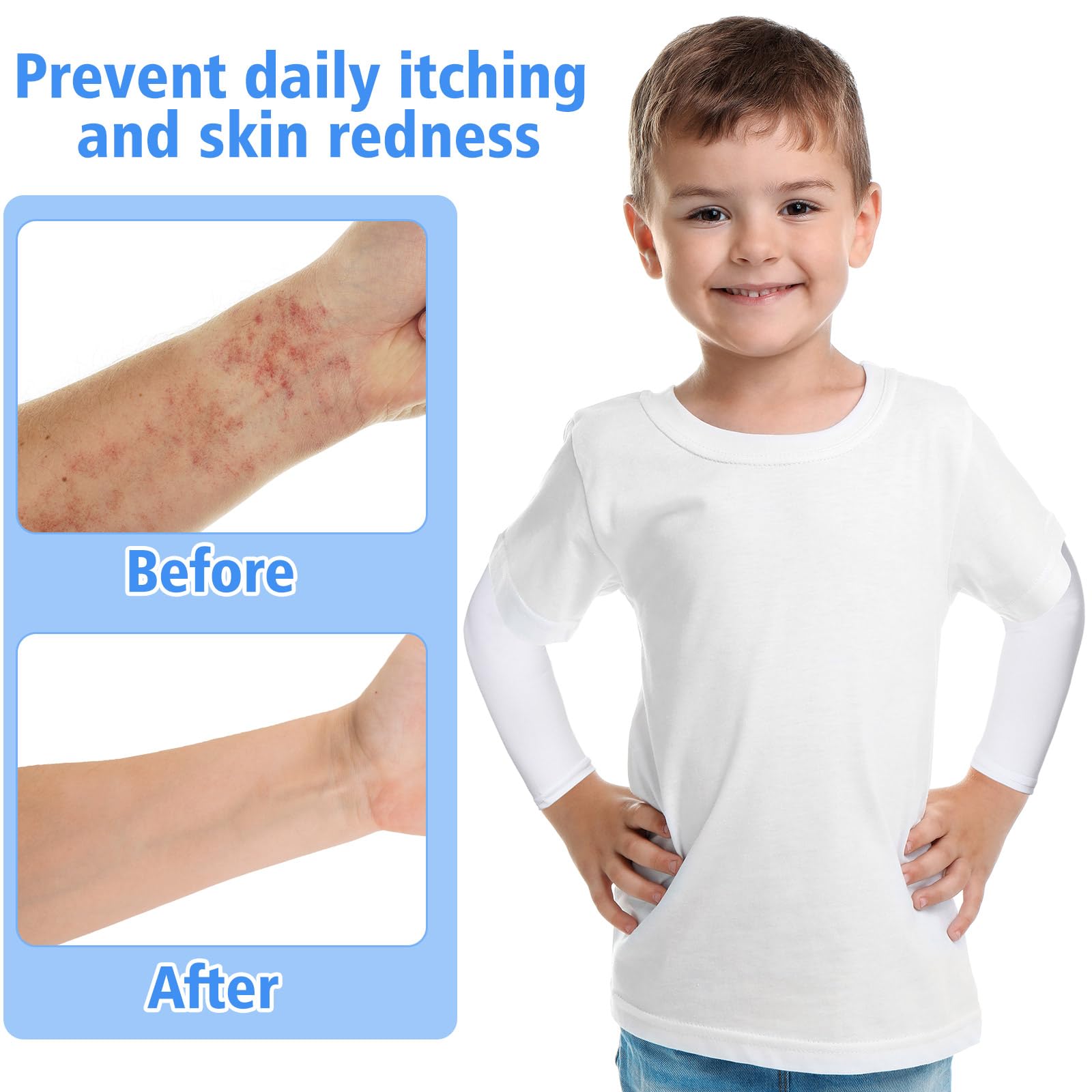 Eurzom 8 Pairs Eczema Sleeve for Kids Toddler Elastic Arm Sleeves Soft and Does Not Hurt the Skin UV Protection(5-7 Inch)
