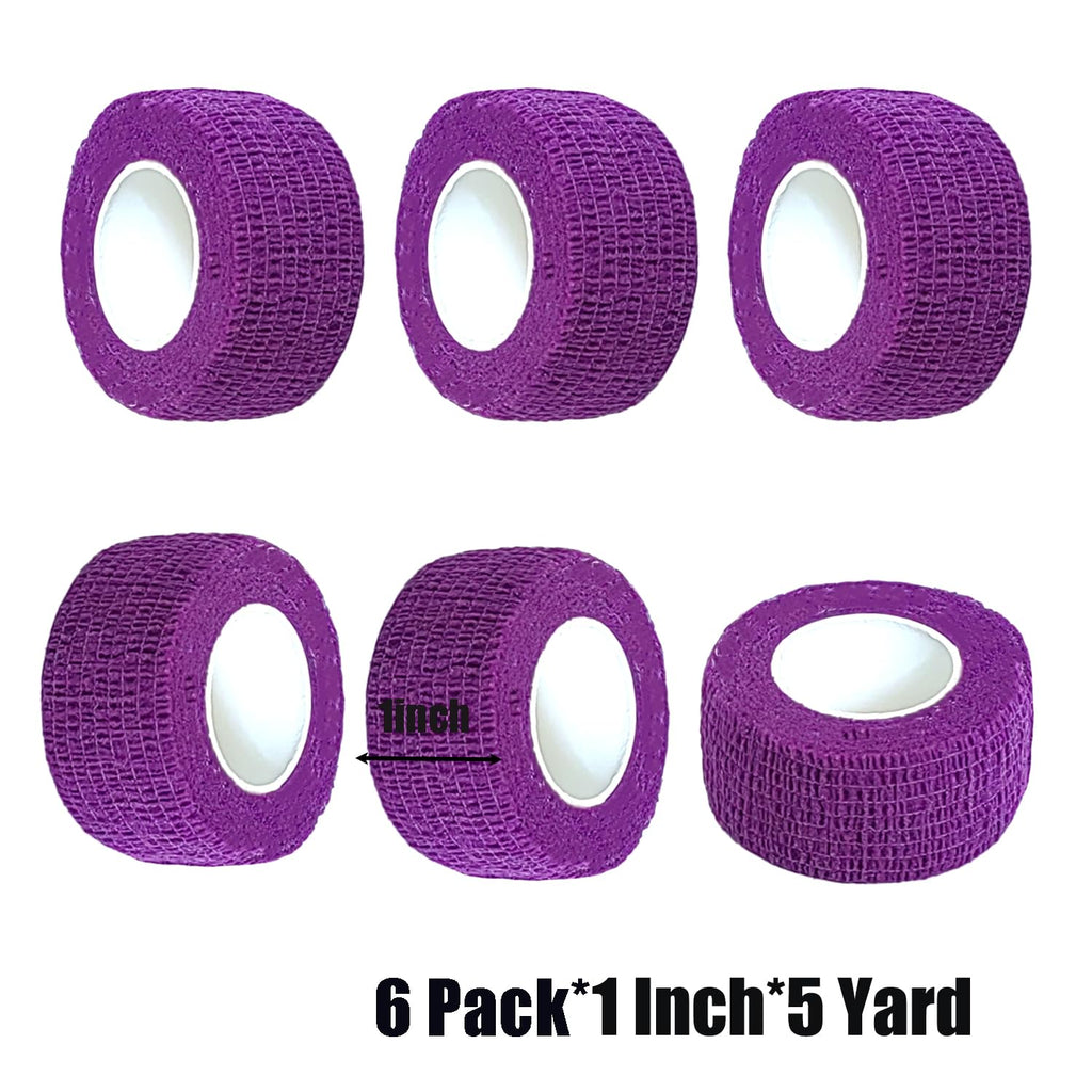 Baisunt 6 Pack 1 Inches Cohesive Bandage Self Adhesive Wrap Elastic Self Adherent Vet Wrap Breathable Self Stick Tape for Wrist,