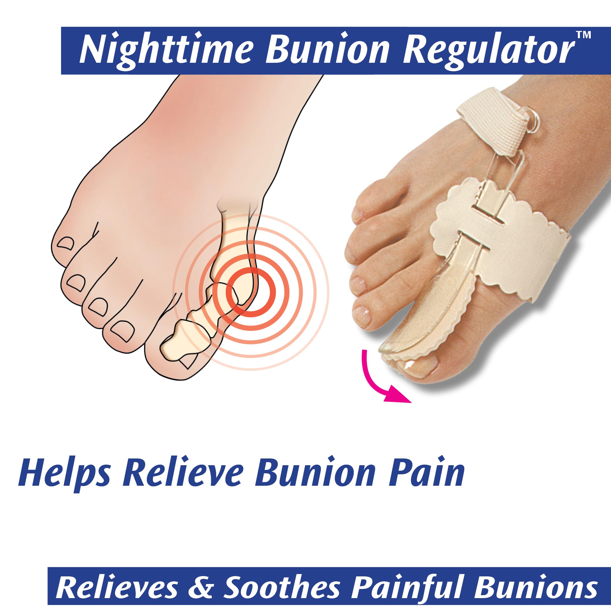 PediFix Nighttime Bunion Regulator, Right Foot, Medium