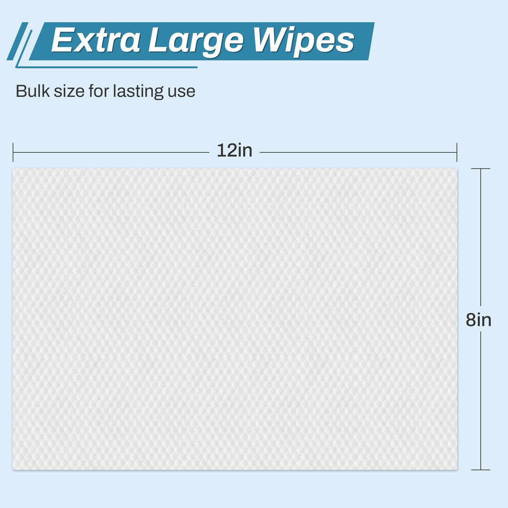 720 Count (12 Packs of 60) Wipes for Adults, 8 x 12 Extra Large for Incontinence & Cleansing, Disposable Body Shower & Bath Wipe