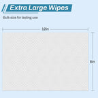 720 Count (12 Packs of 60) Wipes for Adults, 8 x 12 Extra Large for Incontinence & Cleansing, Disposable Body Shower & Bath Wipe