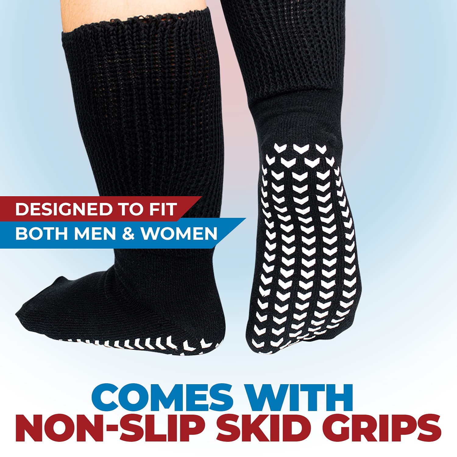 Extra Wide Socks For Swollen Feet, Wide Calf Socks, Diabetic Socks for Women, Hospital Socks for Men With Grips, Lymphedema Sock