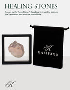 KALIFANO Angel Aura Rose Quartz Crystal - Titanium Bonded High Energy Raw Cuarzo Rosa Chunk with Information Card - Natural Reik