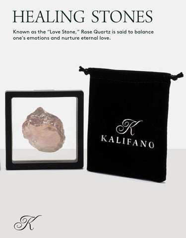 KALIFANO Angel Aura Rose Quartz Crystal - Titanium Bonded High Energy Raw Cuarzo Rosa Chunk with Information Card - Natural Reik