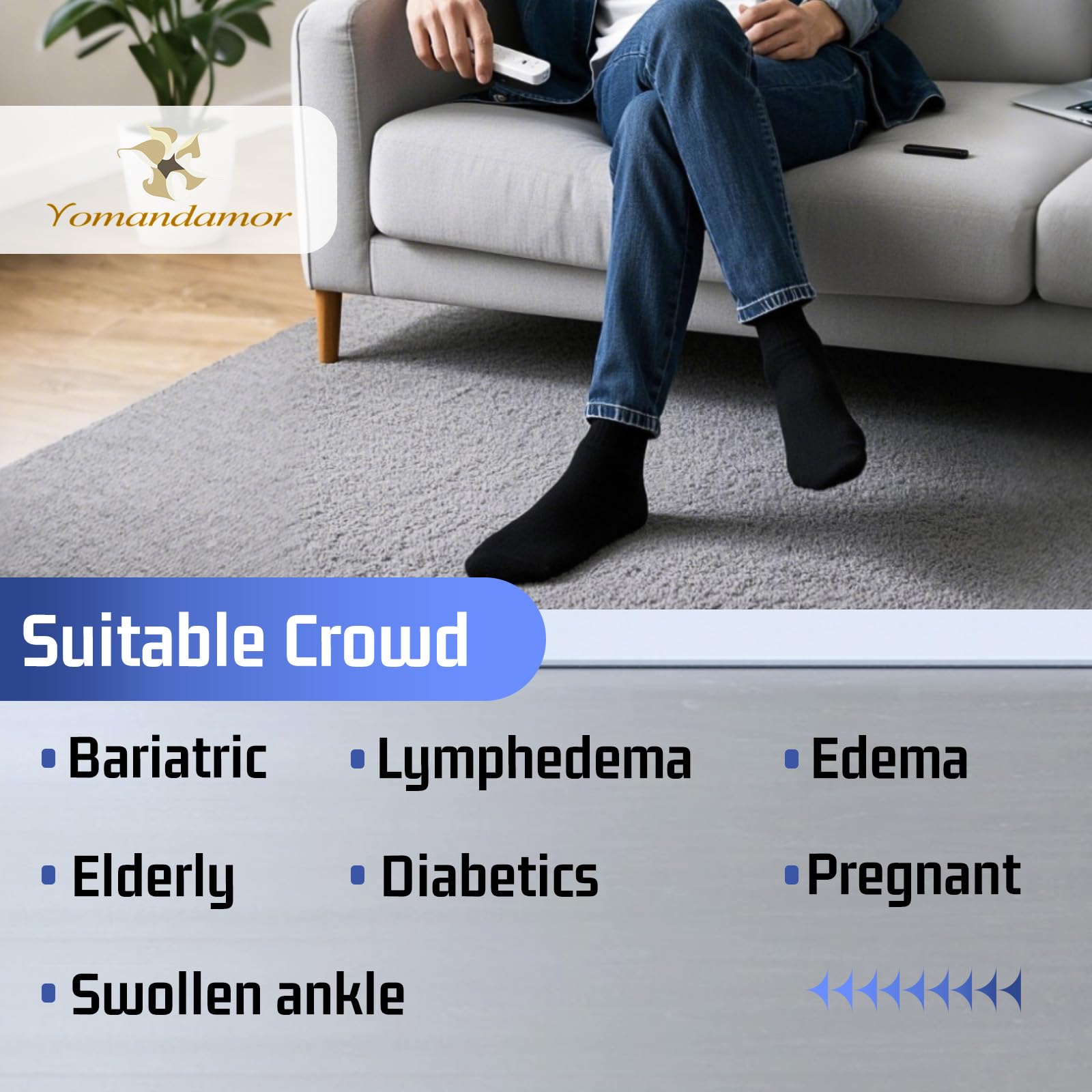 Yomandamor Best Mens Mid-Calf Diabetic Socks With Seamless Toe,6 Pairs L Size(Socks Size:10-13)