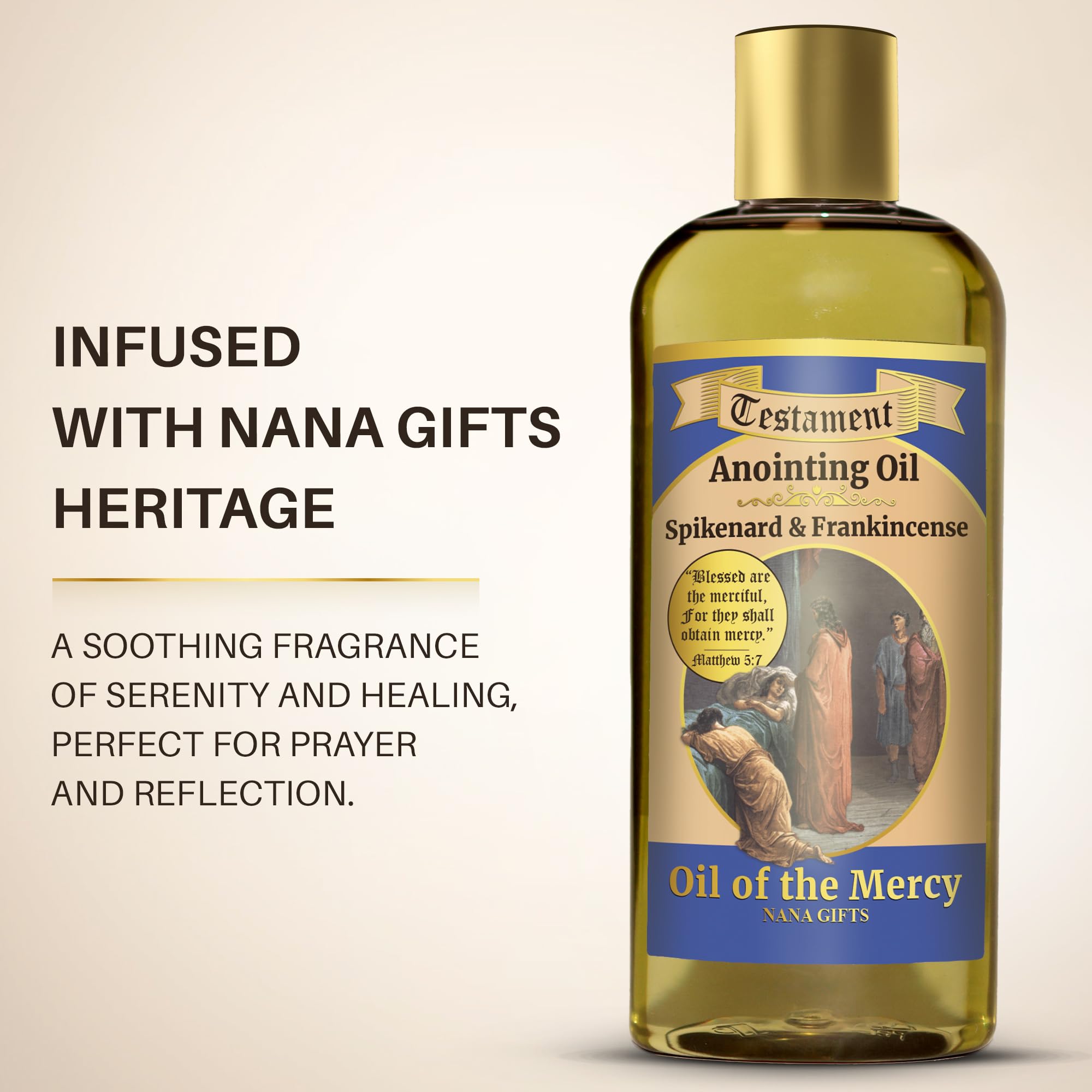 Nana Gifts Testament Anointing Oil, Spikenard and Frankincense, Oil of The Mercy, Excellent Value Large Bottle Size 8.45 fl.oz |