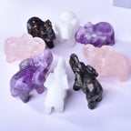 Ytbeoxk 1.8 Inch White Jade Elephant Crystal Decor, Healing Crystal Cute Figurines,White Elephant Gemstones Decorations Statue,