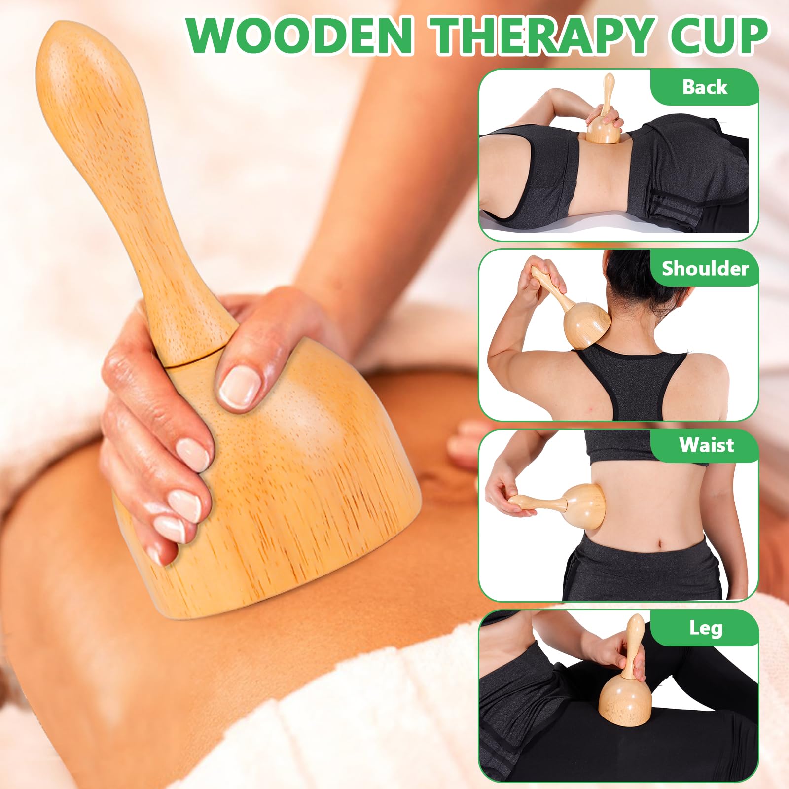 WYJTPONE Wood Therapy Massage Tools 6-in-1 Lymphatic Drainage Massager Maderoterapia Kit,Wooden Massager Body Sculpting Tools,Wo
