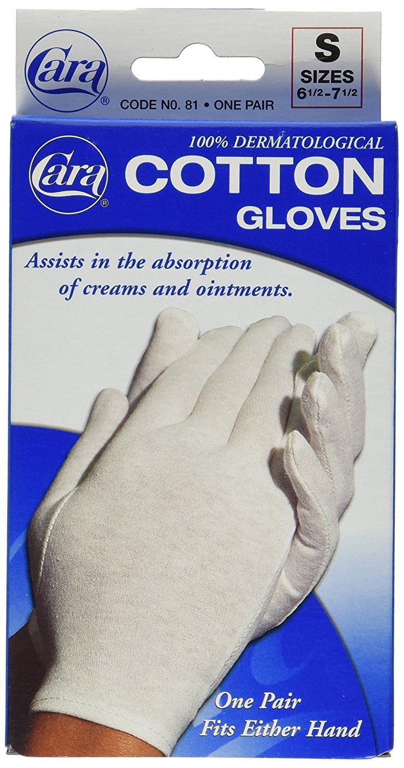 Cara 100% Dermatological Cotton Gloves Small 1 Pair (Pack of 12)