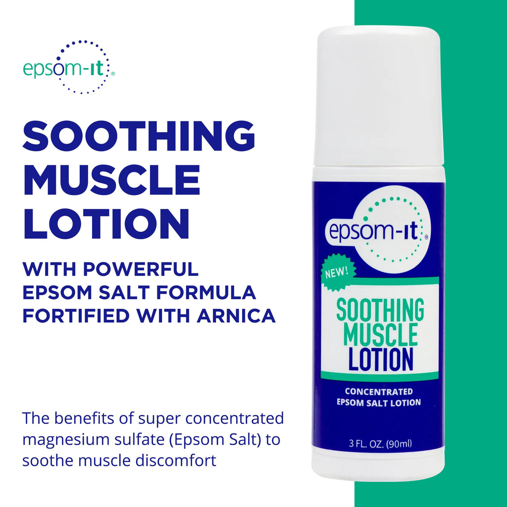 EPSOM-IT Soothing Muscle Lotion - Roll On Epsom Salt Lotion with Arnica for Muscle Aches and Stiffness, Leg, Knees and Feet Disc