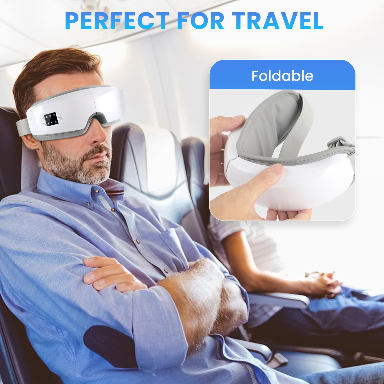 Wohbay Eye Massager with Heat & Vibration, Christmas Gifts for Women, mon or her, Air Pressure Massager, Foldable Sleep Mask Mas