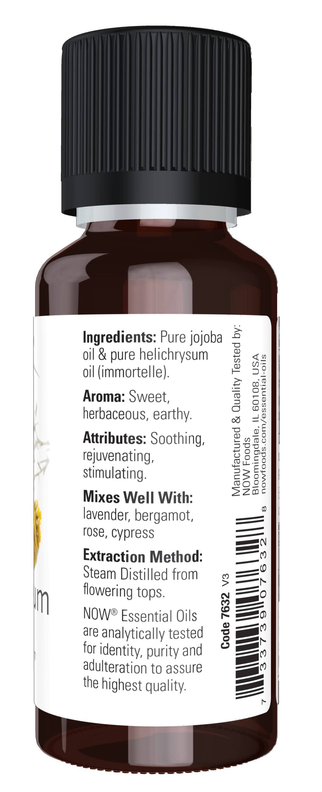 NOW Essential Oils, Helichrysum Oil Blend, Soothing Aromatherapy Scent, Steam Distilled, 100% Pure, Vegan, Child Resistant Cap,