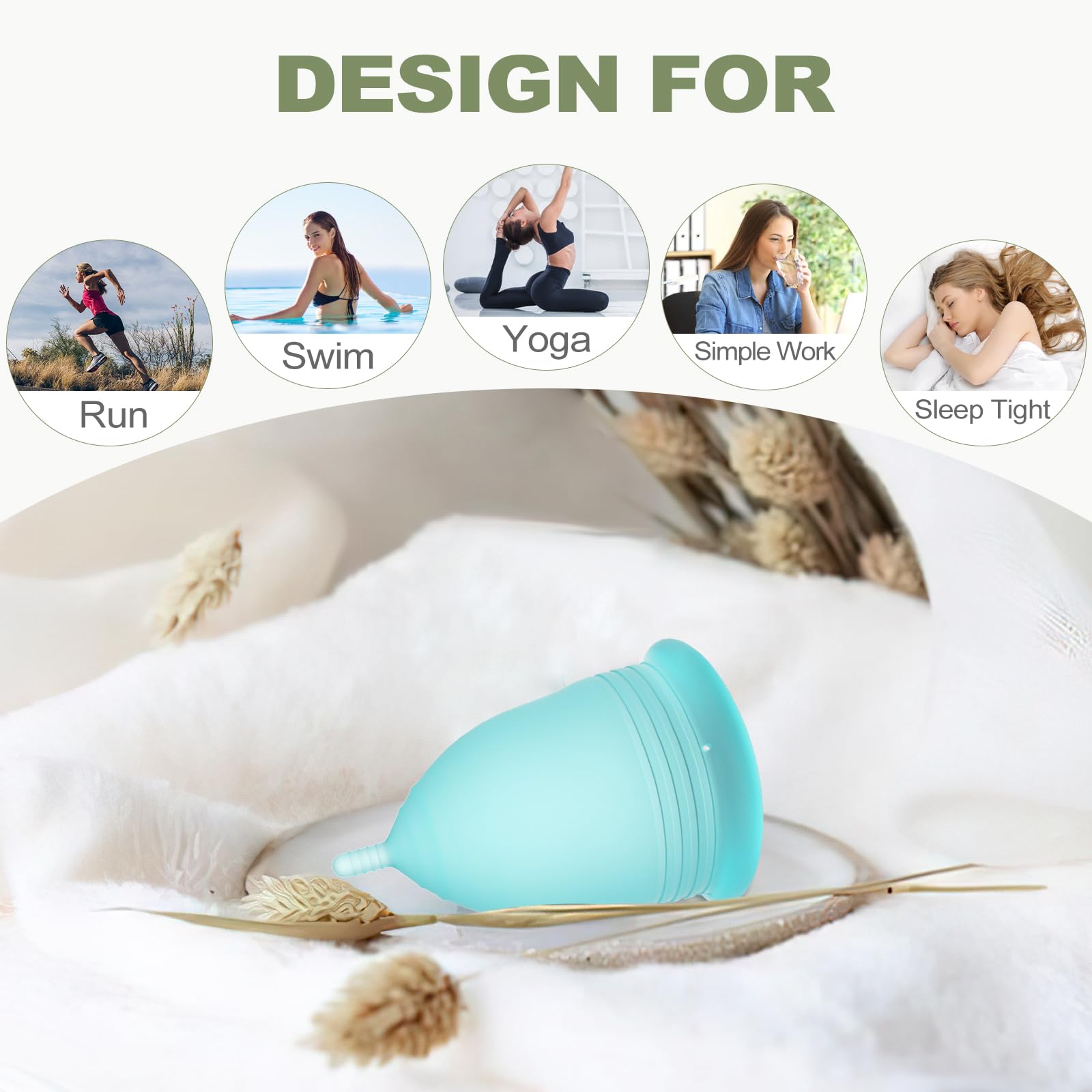 YTYOMUR Menstrual Cups with Sterilizer, 2 Reusable Period Cups for Women, Tampon and Pad Alternative, Feminine Cup with Cleaner