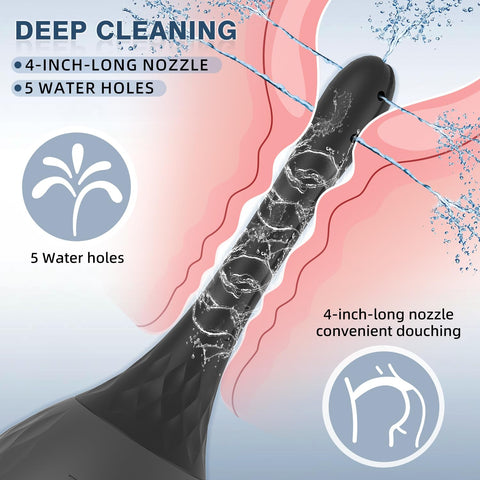 Enema Douches for Men Women Colon Cleanse, Enema Bulb Anal Douche with Silicone Bendable 5 Holes Nozzle, Feminine Care Shower En