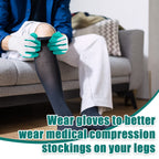 Sureio 3 Pairs Donning Gloves for Compression Stockings Gloves for Donning Gripping Compression Wear(Green, White)