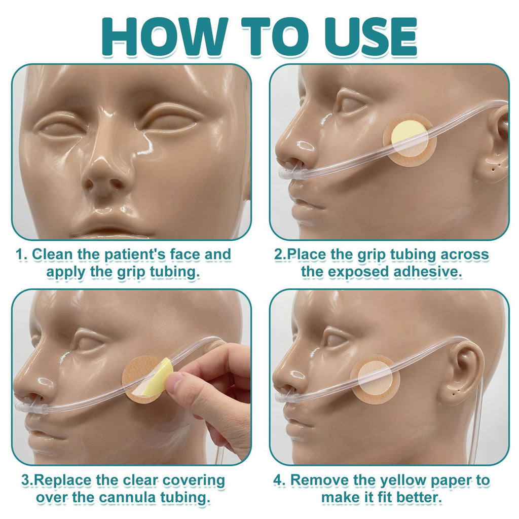 Nuanchu 30 Pair Gentle Adhesive Grip Tubing Skin Fixation Gentle Adhesive Grip Nasal Cannula System Beige Adhesives Pads for Sec