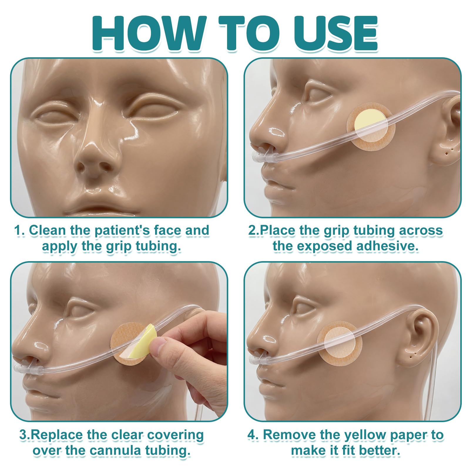 Nuanchu 30 Pair Gentle Adhesive Grip Tubing Skin Fixation Gentle Adhesive Grip Nasal Cannula System Beige Adhesives Pads for Sec