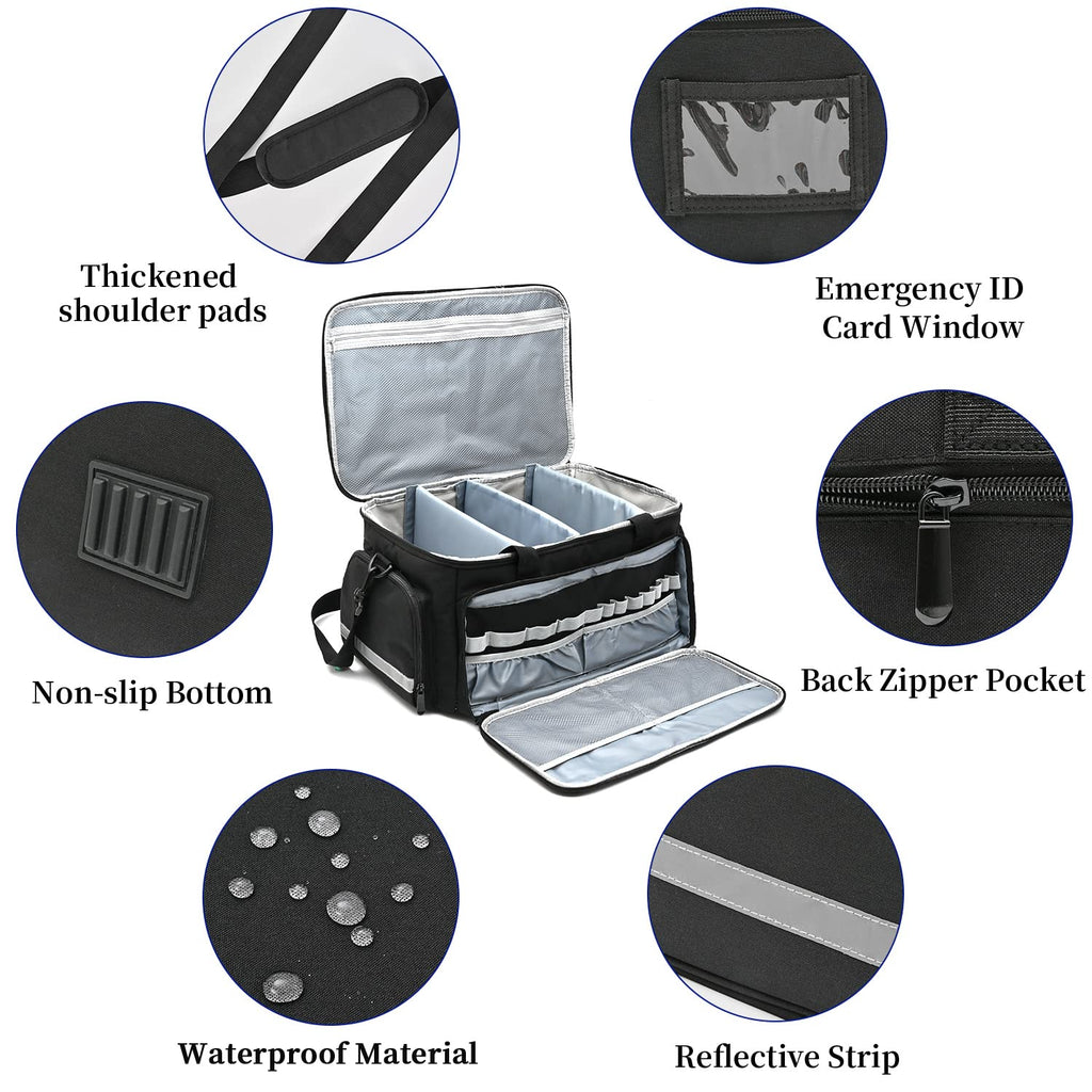LEFORZ Home Health Nurse Bag Medical Bag Empty First Aid Storage with Detachable Divider Medical Supplies Bag for Nursing Studen
