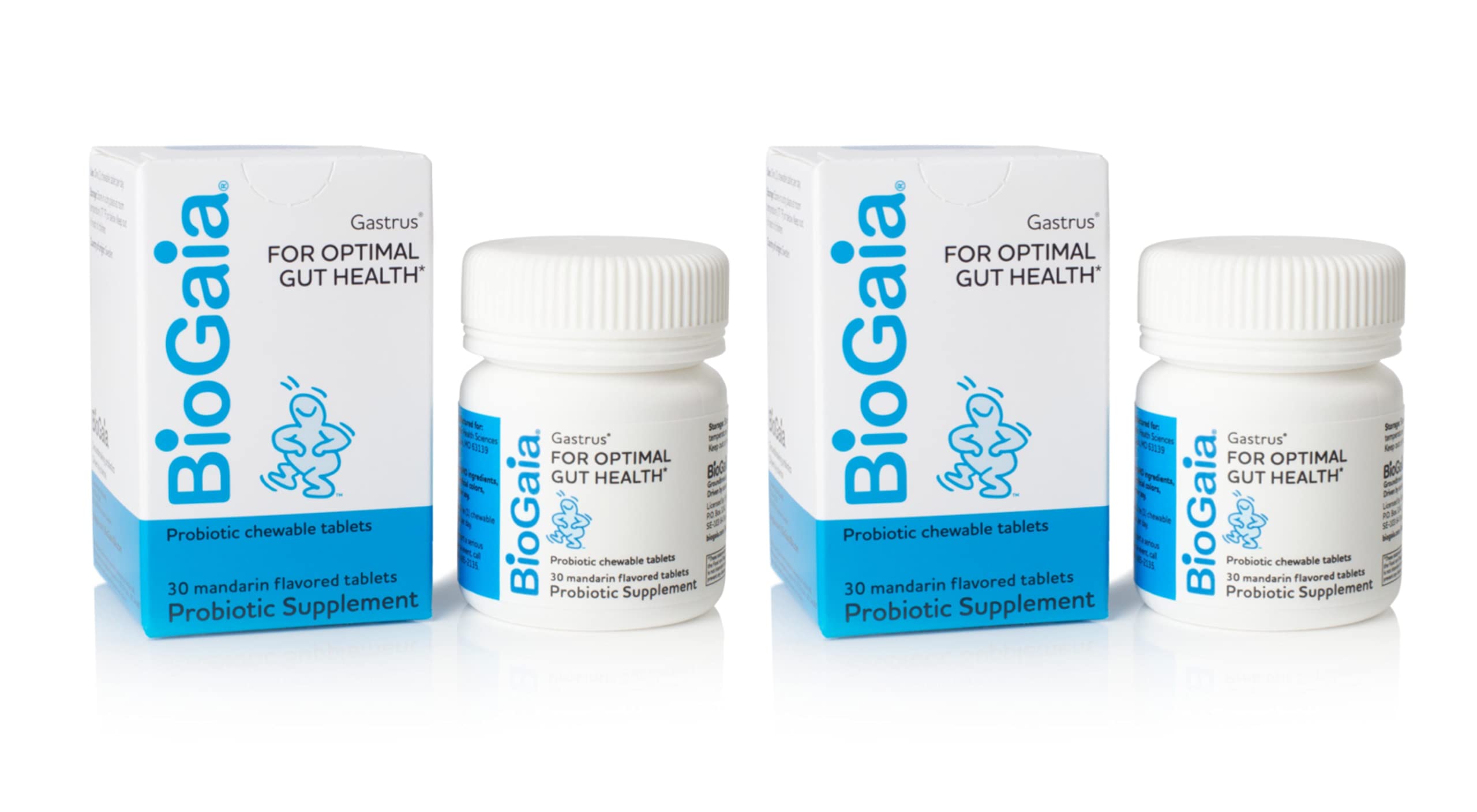 BioGaia Gastrus Chewable Tablets, Adult Probiotic Supplement for Stomach Discomfort, Constipation, Gas, Bloating, Regularity, No