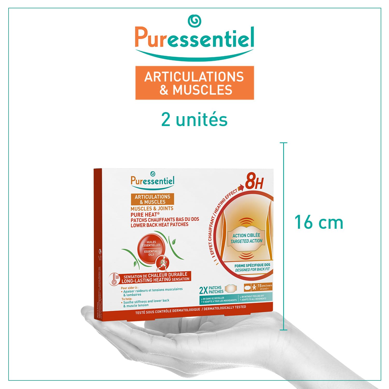 Puressentiel Muscles and Joints Lower Back Heat Patches for Unisex - 2 Pc Patches