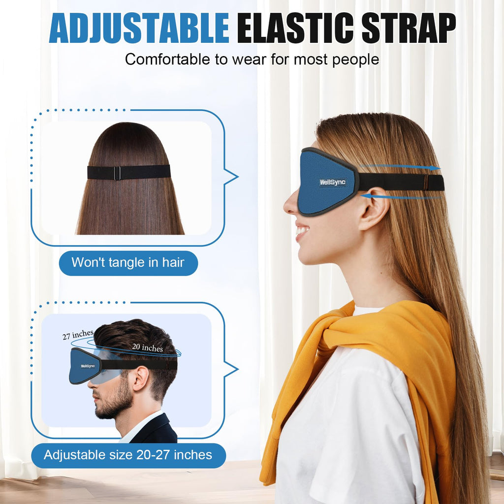 WellSync Sleep Eye Mask for Men Women,Zero Pressure 3D Blackout Eye Mask for Sleeping,Eye Covers with Adjustable Strap,Soft Brea