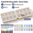 Foldable & Portable Pill Organizer 2 Times A Day with Extra Compartments - Etched Labels - Weekly 7 Day AM PM Medicine Box, Week