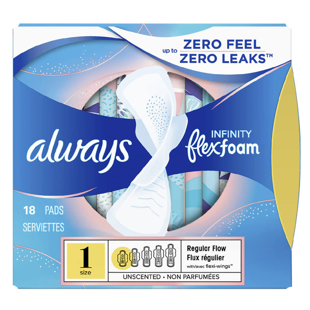 Always Pads Size 1 Infinity With Flex Foam 18 Count (Pack of 2)