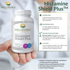 Histamine Shield Plus All Natural Antihistamine Supplement Works for Pollen, Pet Dander, Dust, Mold, and Odor Allergies. 120 Cap
