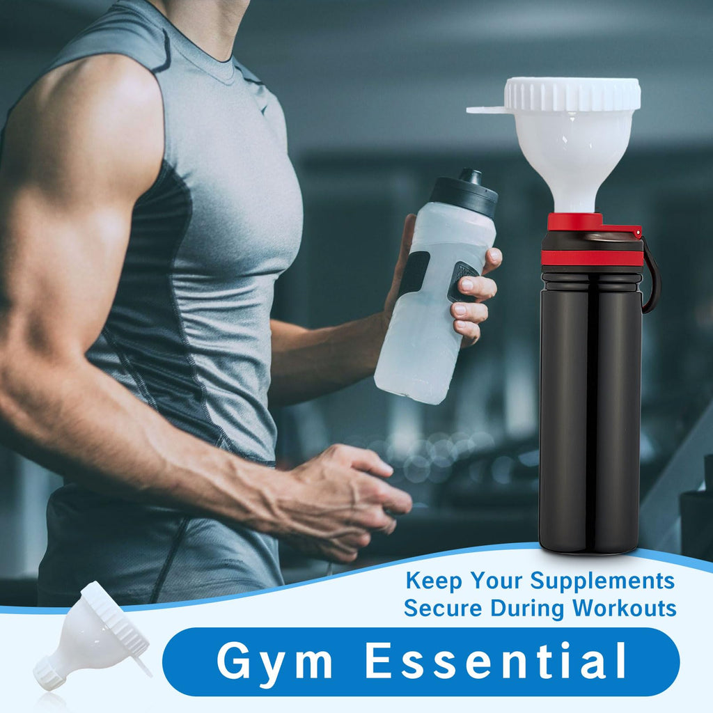 YAFIYGI 2Pack Protein Powder Container to go Portable Supplement Funnels for Filling Bottles with Protein Powder Compartment Pil