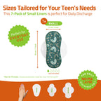 Non-Slip Reusable Panty Liners for Teen Girls (Small, 7-Pack); High-Temp Washable Organic Cotton Cloth Liners; Stay Fresh & Dry,
