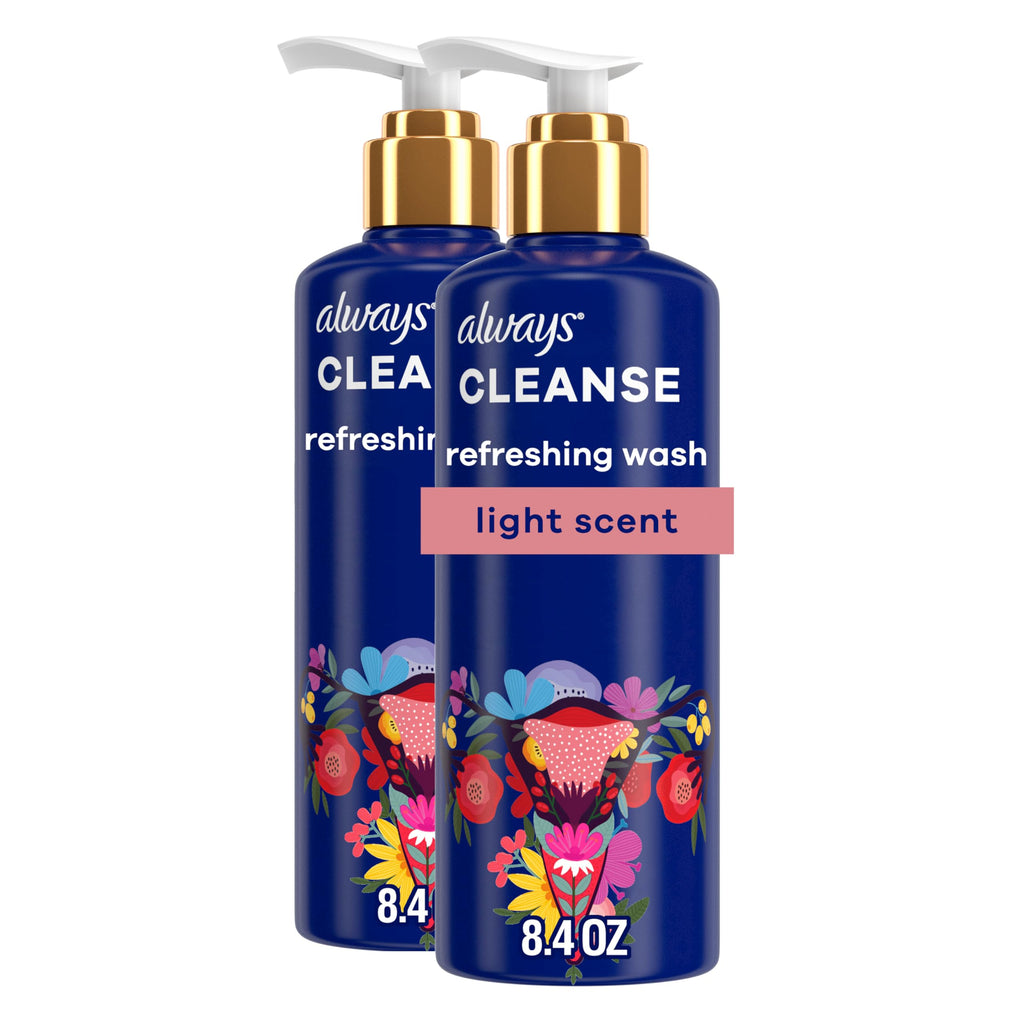 Always Cleanse Feminine Intimate Wash For Women, Ph Balanced For Skin, Lightly Scented, Gynecologist Tested, 8.4 Fl Oz X 2 Bottl